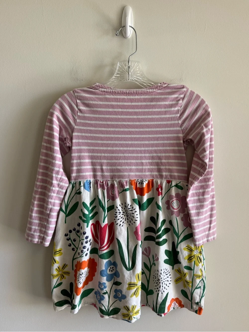 Mini Boden Floral and Striped Jersey Dress